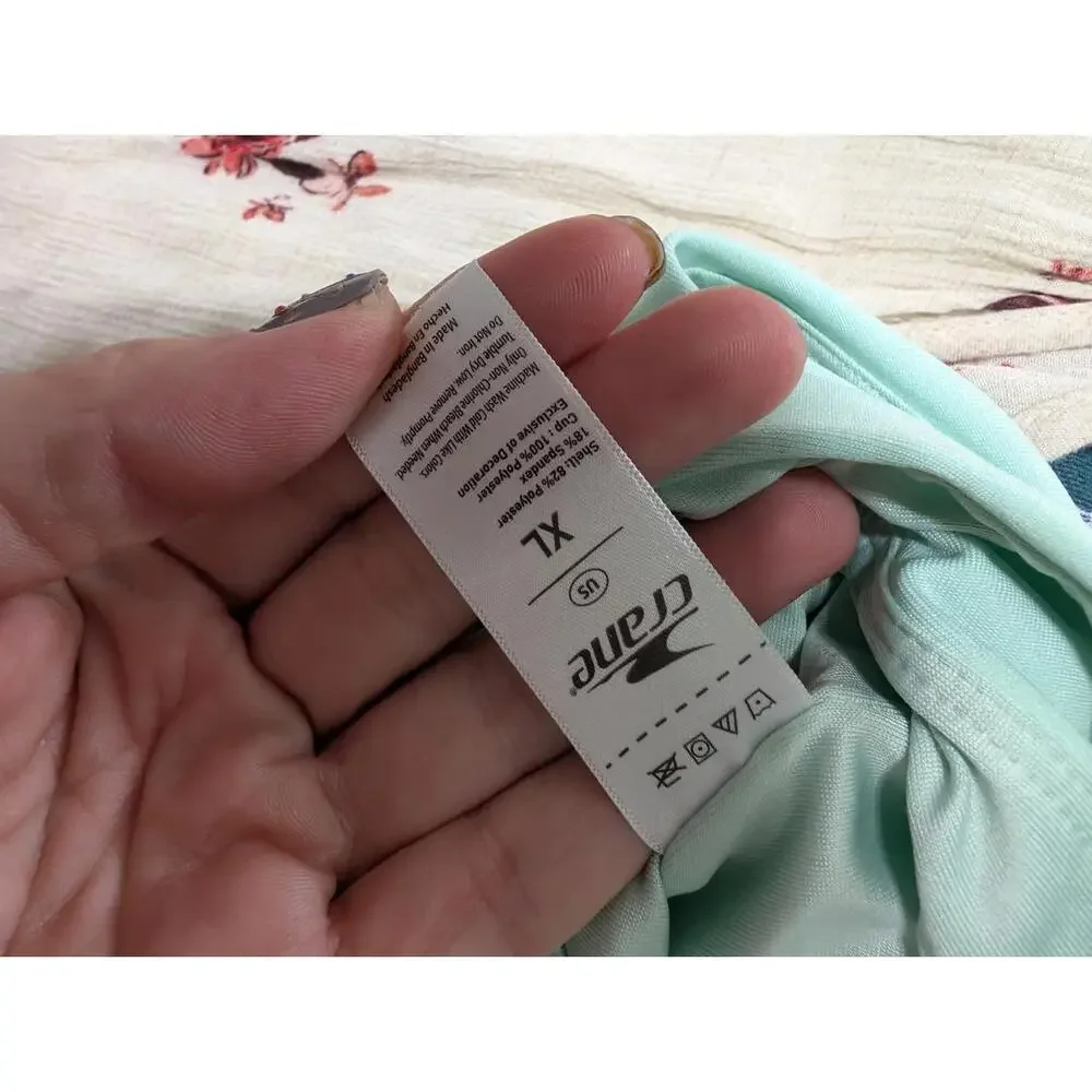 Crane Womens Sports Bra Size XL Sea Green‎ Split Shoulder